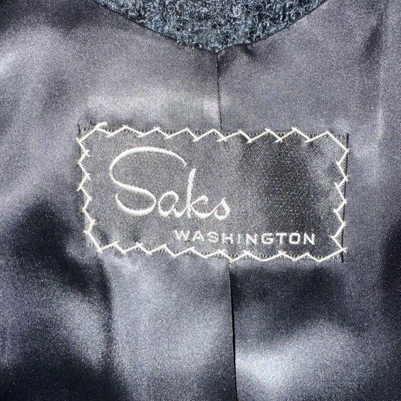 Vintage Black Coat with Brown Fur Collar from original Saks Washington store - Picture 2 of 4